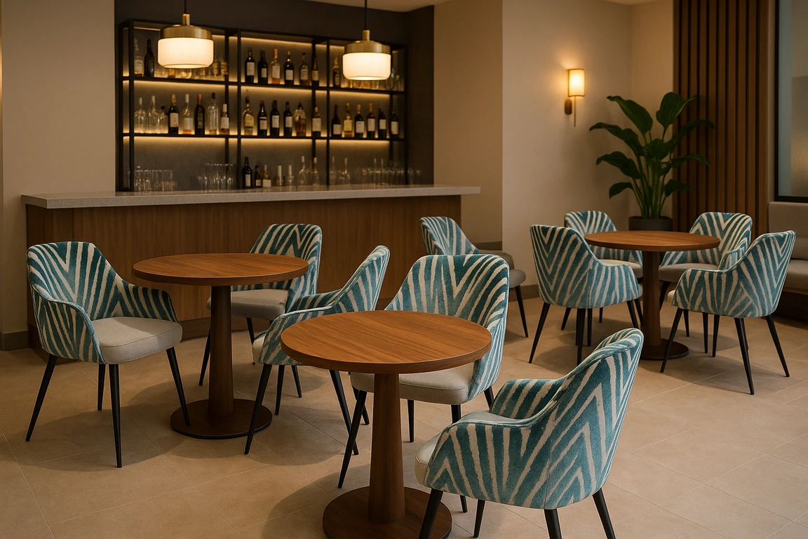 Sillas tapizadas en el salón de un hotel elegante