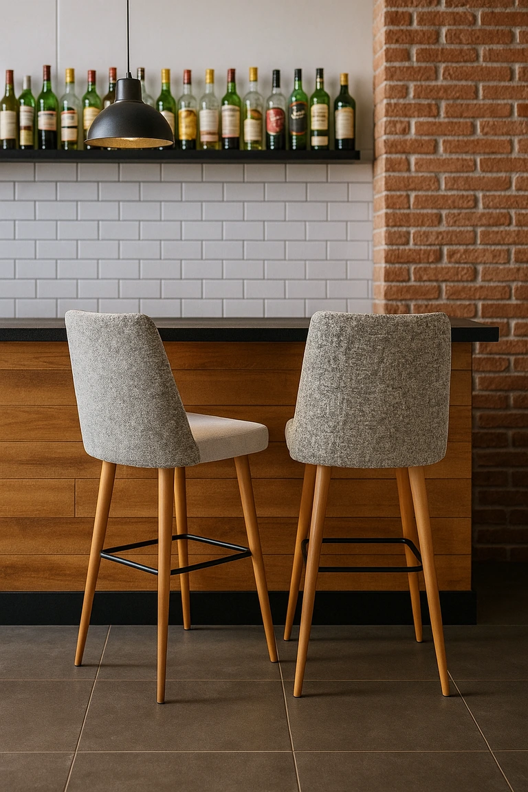 dos taburetes en un restaurante elegante